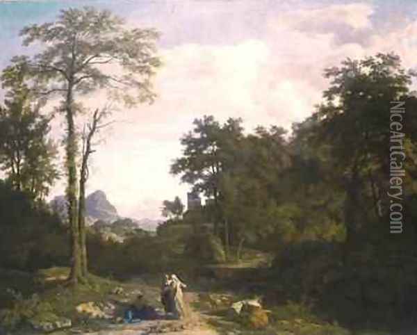 Arcadian Landscape Oil Painting - Johannes (Polidoro) Glauber