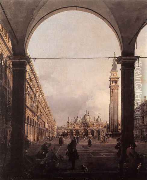 Piazza San Marco, Looking East from the North-West Corner Oil Painting - (Giovanni Antonio Canal) Canaletto