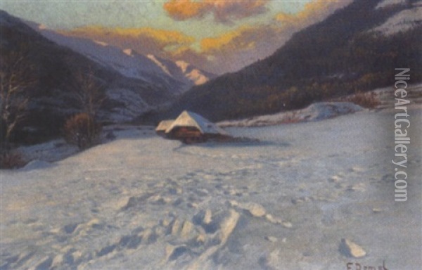 Winterlandschaft Oil Painting - Franz (August Waidhofer) Demel