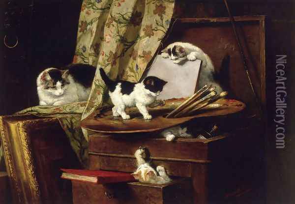 Artful Play Oil Painting - Henriette Ronner-Knip