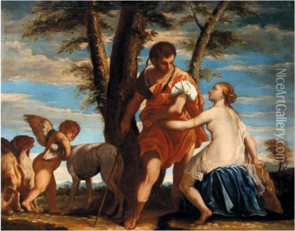 Venus And Adonis Oil Painting - Paolo Veronese (Caliari)