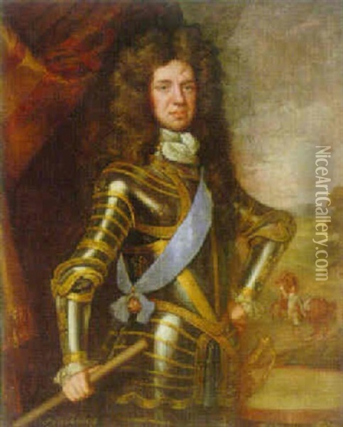 Portrait Of Prince Of Wurtemberg Standing In A Landscape Oil Painting - Sir John Baptist de Medina