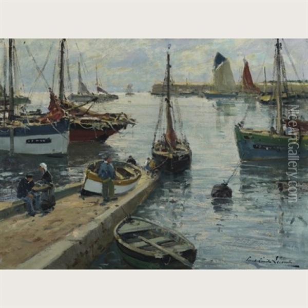 Brittany Harbour Oil Painting - Paul Emile Lecomte