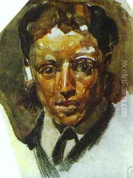 Self-Portrait, 1880s Oil Painting - Mikhail Aleksandrovich Vrubel