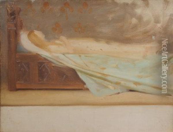 Death Of Childhood. Preparatory Sketch Oil Painting - Thomas Cooper Gotch