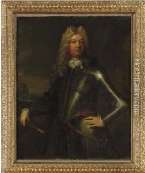 Portrait Of A Military Commander Holding A Baton Oil Painting - Thomas Murray