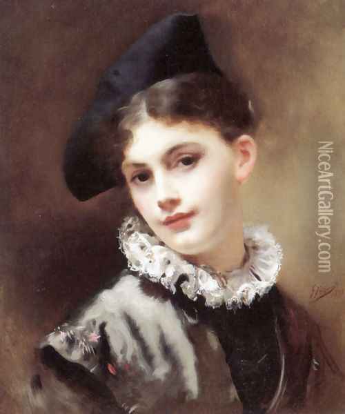 A Coquettish Smile Oil Painting - Gustave Jean Jacquet