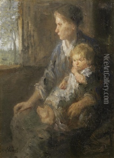 Op Moeders Schoot Oil Painting - Jozef Israels