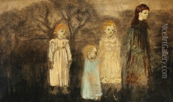 Young Children Oil Painting - Arthur B. Davies