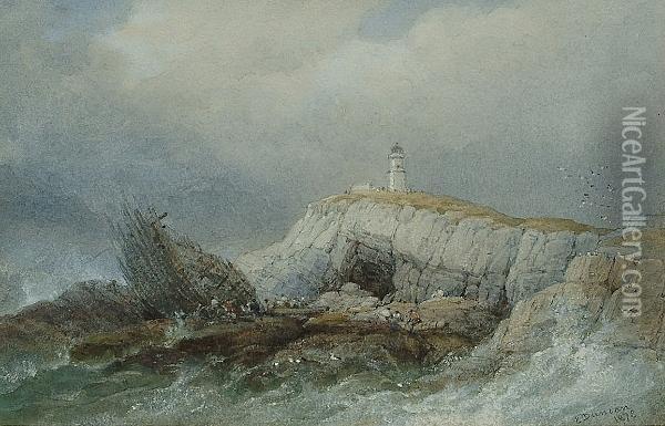 The Mumbles Lighthouse Oil Painting - Edward Duncan