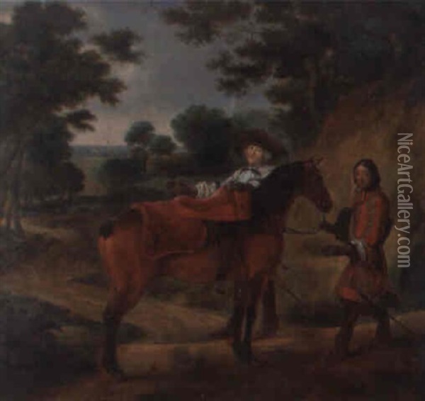 Cavalier Et Son Valet Oil Painting - Adam Frans van der Meulen