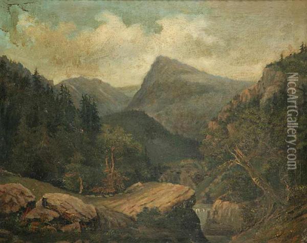 A Mountain Landscape Oil Painting - Alois Bubak
