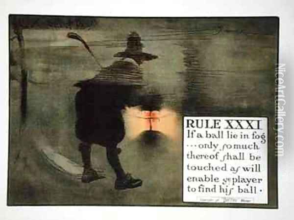 Rule XXXI If a ball lie in fog only so much thereof shall be touched as will enable ye player to find his ball Oil Painting - Charles Crombie