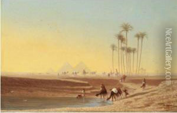 Oasis Pres Des Pyramides Oil Painting - Charles Theodore Frere