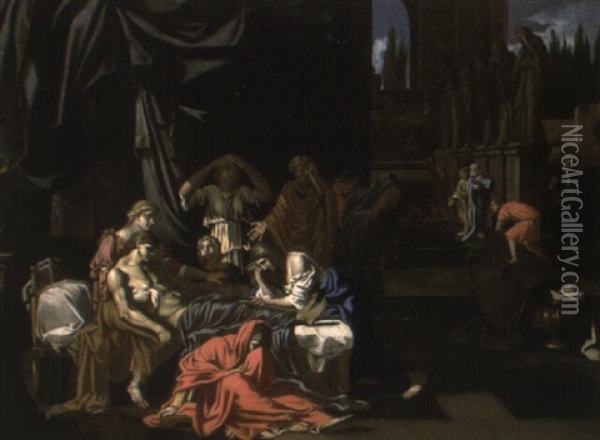 The Family Of Germanicus Mourning His Death Oil Painting - Nicolas Poussin