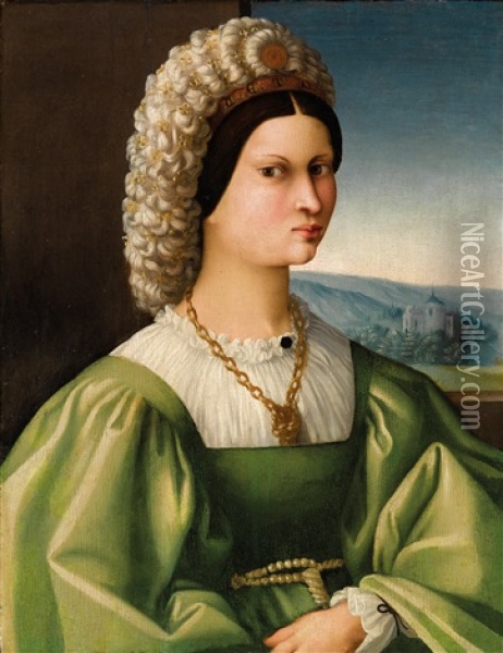Bildnis Einer Dame In Grunem Gewand Oil Painting - Antonio d' Ubertino Verdi