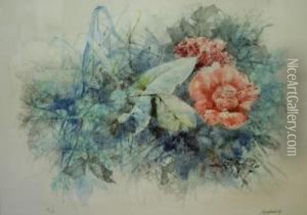Rosa Oil Painting - Giacomo Vespignani