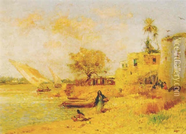 Village Au Bord D'un Fleuve Oil Painting - Maurice Levis