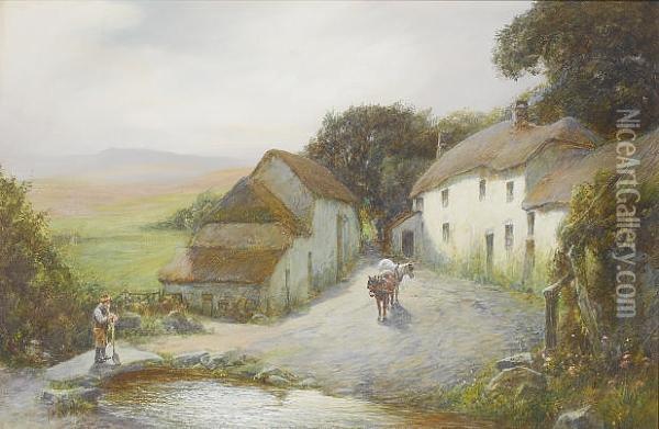 Moorland Farm, Dartmoor Oil Painting - John White