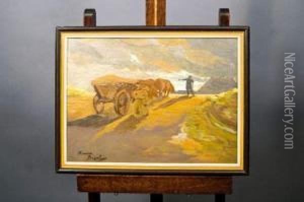 L'attelage Oil Painting - Maurice Busset