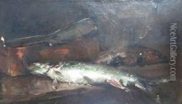 Nature Morte Auxpoissons Oil Painting - Charles Monginot