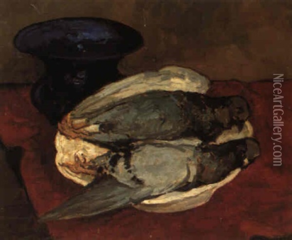 I Piccioni Oil Painting - Giovanni Bartolena