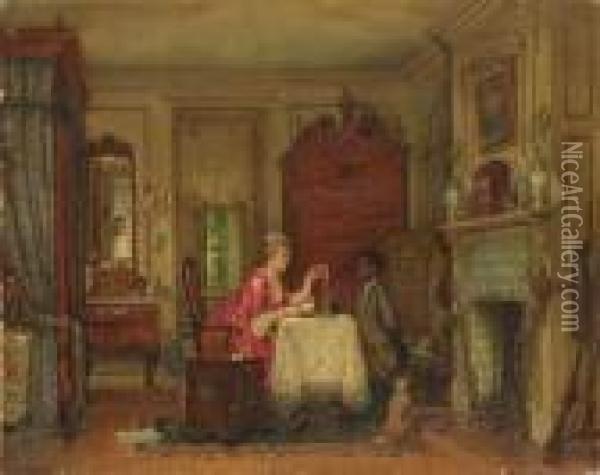 Drafting The Letter Oil Painting - Edward Lamson Henry