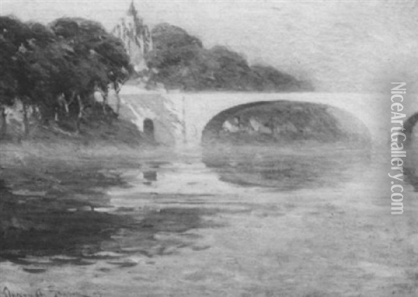 Early Morn, France - Pont De L'arche Oil Painting - Clarence Alphonse Gagnon