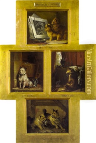 The Critic, Low Life, High Life And Chip Off The Old Block Oil Painting - Sir Edwin Henry Landseer