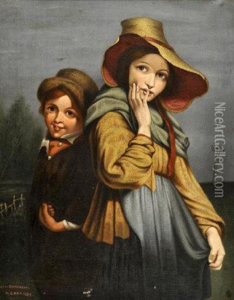 Victorian Children Oil Painting - William Hal Gray