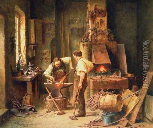 The Forge, 1836 Oil Painting - Arthur Schmidt