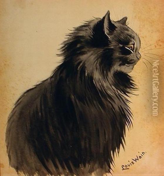 Profile Of A Cat Oil Painting - Louis William Wain