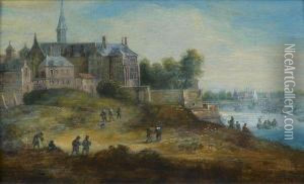 Paysage Avec Le Chateau De La Roche Guyon Oil Painting - Martin Andreas Reisner