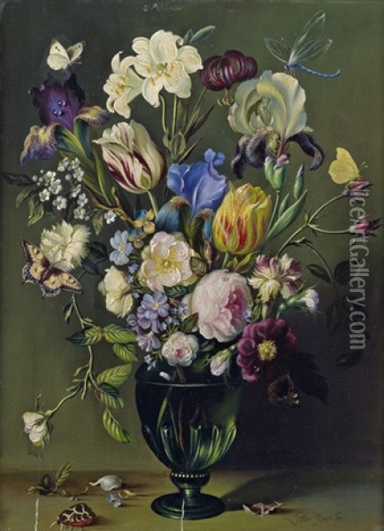 Blumenstilleben Mit Tulpen, Lilien, Rosen Und Nelken Oil Painting - Balthasar Van Der Ast