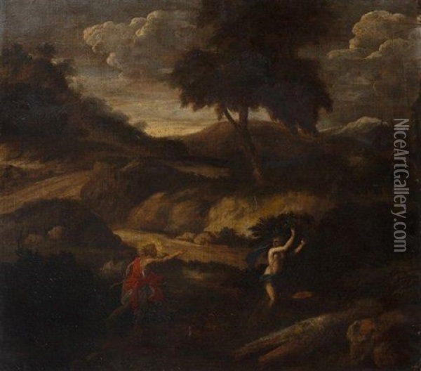 Paysage Avec Apollon Et Daphne Oil Painting - Cornelis Huysmans