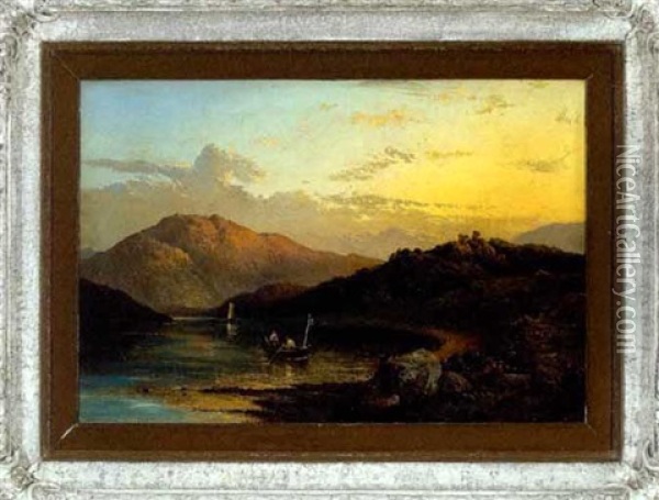 Fishermen On The Lake Oil Painting - Thomas Whittle the Elder