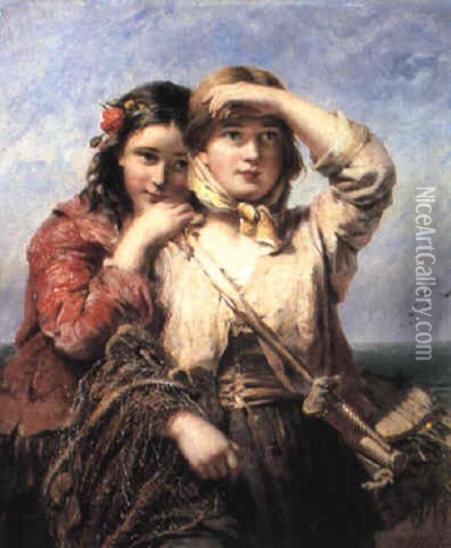 The Fisherman's Daughters Oil Painting - James John Hill