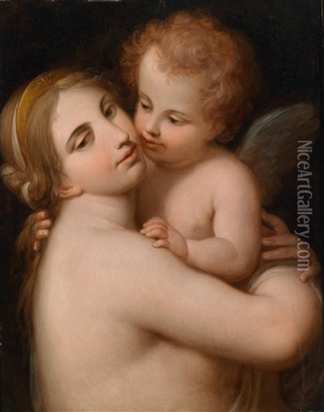 Venus Und Amor Oil Painting - Giovanni Battista Cipriani