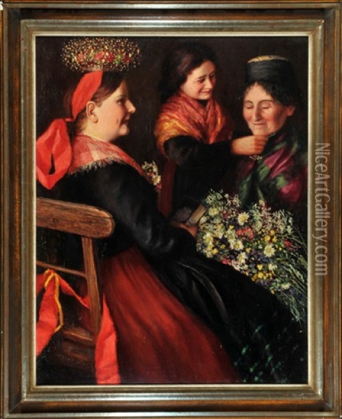 Drei Frauen In Festtagstracht Oil Painting - Paul Lumnitzer