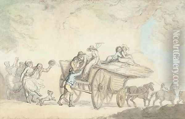 Harvesters merrymaking Oil Painting - Thomas Rowlandson