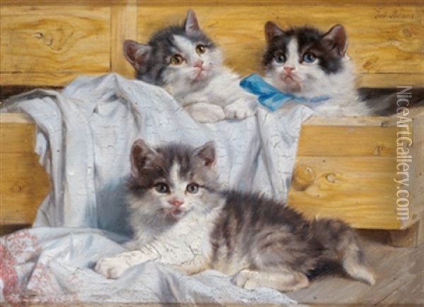 Katzenfamilie Oil Painting - Julius Adam the Younger