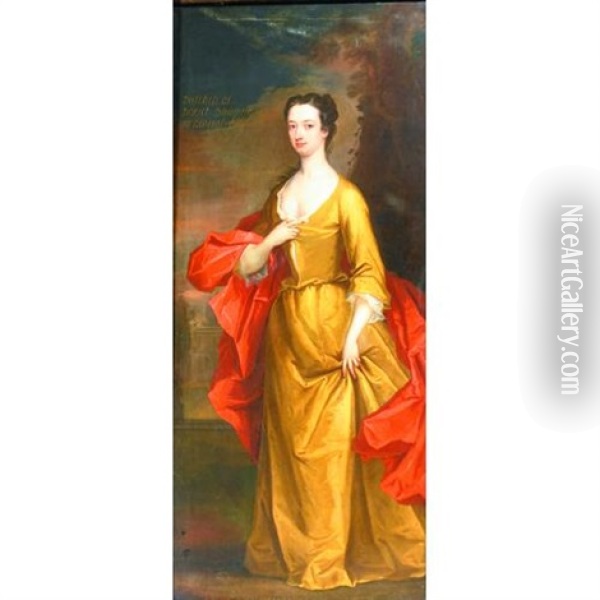 A Full Length Portrait Of The Duchess Of Dorset, Daughter To General Colyear Oil Painting - Charles Jervas