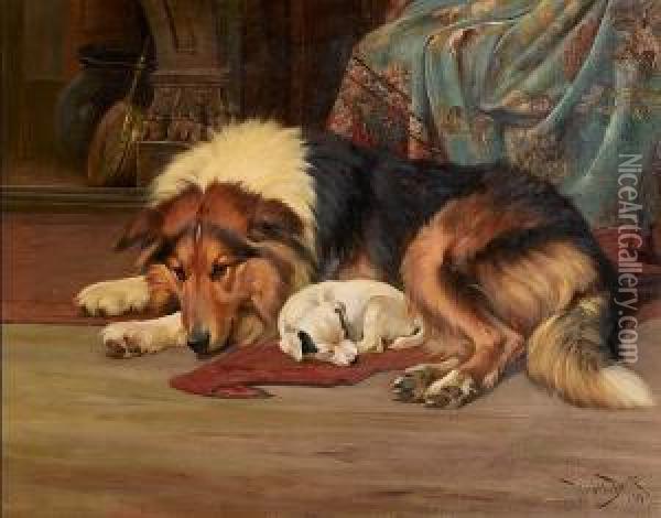 A Cosy Spot Oil Painting - Wright Barker