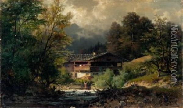 Bei Hohenschwangau Oil Painting - Ludwig Sckell
