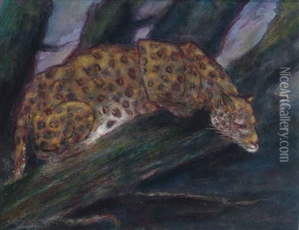 Ready To Pounce Oil Painting - Cuthbert Edmund Swan