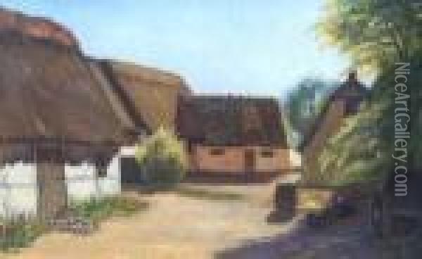 Alte Bauernhauser Im Sonnenlicht Oil Painting - Emil Winnerwald