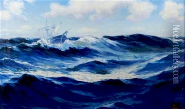Seascape Oil Painting - Carl (Charles Edward) Hallberg