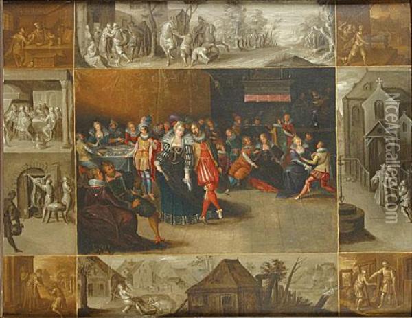 Hscenes Uit Hetleven. Oil Painting - Frans II Francken