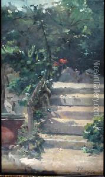 L'escalier Oil Painting - Pierre Bourgogne