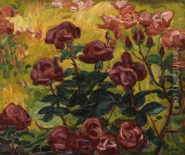 Roses Oil Painting - Jean Peske